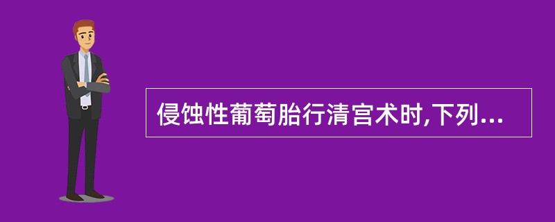 侵蚀性葡萄胎行清宫术时,下列哪项处理是不正确的