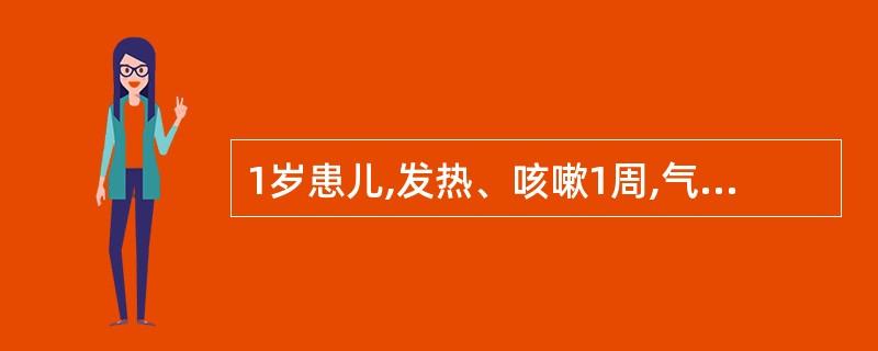 1岁患儿,发热、咳嗽1周,气急3天。查体:体温39℃,皮肤猩红热样皮疹,呼吸60