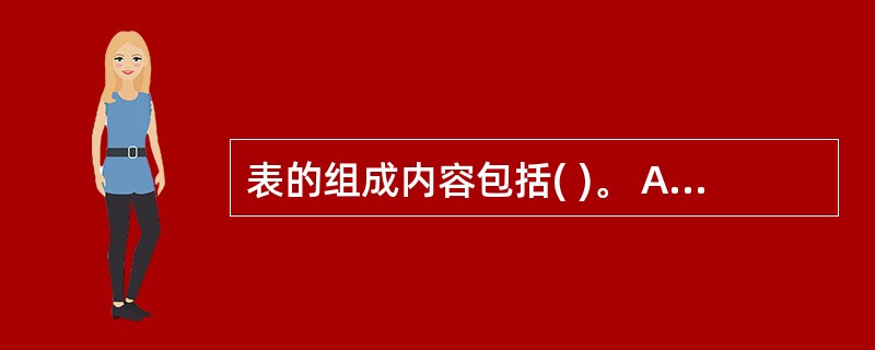 表的组成内容包括( )。 A)查询和字段 B)报表和字段 C)字段和记录 D)记