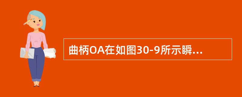 曲柄OA在如图30-9所示瞬时以ω的角速度绕轴O转动，并带动直角曲杆O1BC在如图所示平面内运动。若取套筒A为动点，杆O1BC为动系，则牵连速度大小为（　　）。<br /><img