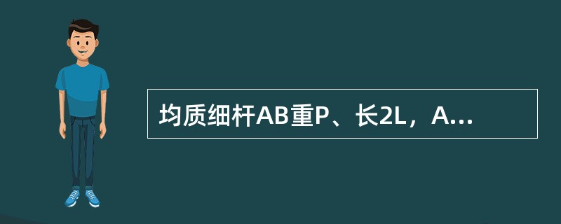 均质细杆AB重P、长2L，A端铰支，B端用绳系住，处于水平位置，如图所示。当B端绳突然剪断瞬时AB杆的角加速度的大小为（　　）。<br /><img border="0&q