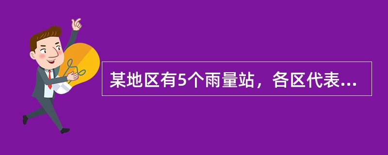 某地区有5个雨量站，各区代表面积及各雨量站的降雨量如表所示，则用算术平均法计算出本地区平均降雨量为（　　）。<br />某地区雨量站所在多边形面积及降雨量表<br /><