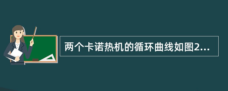 两个卡诺热机的循环曲线如图2-1-4所示，一个工作在温度为T1与T4的两个热源之间，另一个工作在温度为T2与T3的两个热源之间，已知这两个循环曲线所包围的面积相等。由此可知，下列关于两个热机效率和吸热