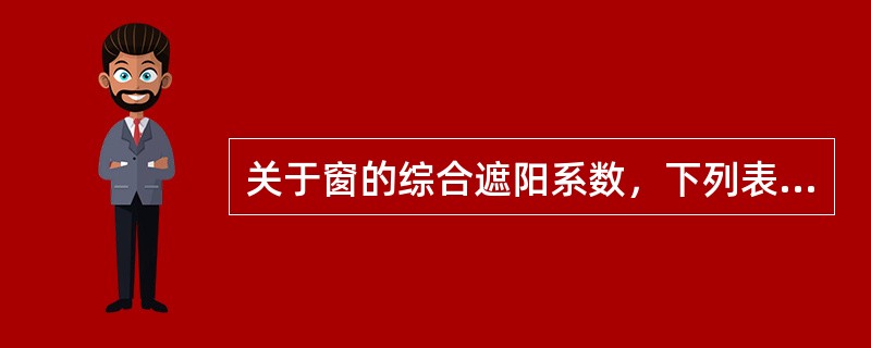 关于窗的综合遮阳系数，下列表述正确的为何项？（）