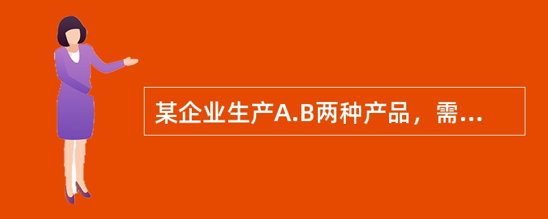 某企业生产A.B两种产品，需要同一项机器设备加工。A产品的单价为70元，单位变动成本为45元；B产品的单价为120元，单位变动成本为90元。<br />该企业每月最多销售A产品1000件，