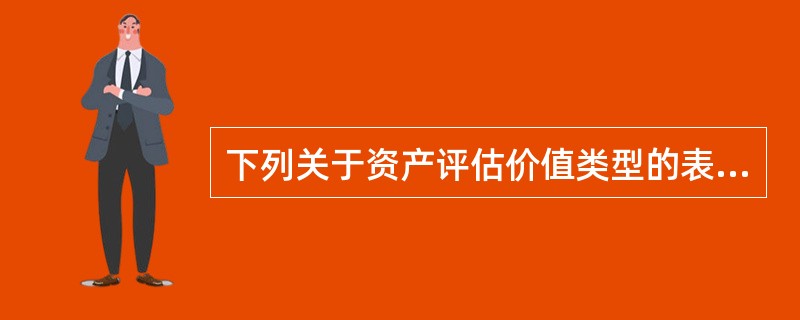 下列关于资产评估价值类型的表述正确的是（）。</p>