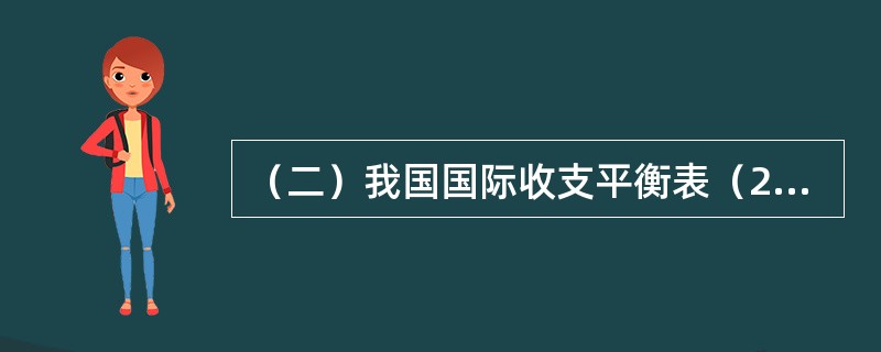 （二）我国国际收支平衡表（2011年人民币对美元平均汇价为：1美元=6.4588元）。<o:p></o:p></p><p></p><p