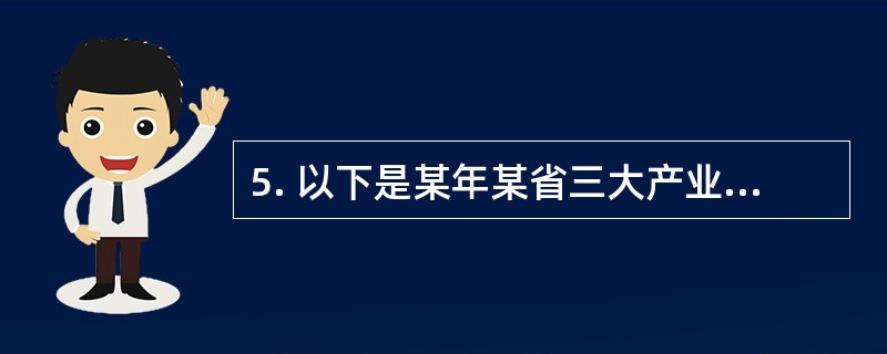 5. 以下是某年某省三大产业投入产出简表<br />投入产出表<br />单位：亿元<br /><!--[if gte vml 1]><v:sha