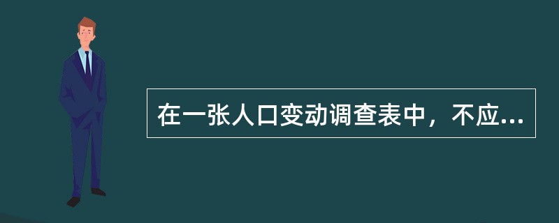 在一张人口变动调查表中，不应包括（　　）指标。[2010年初级真题]