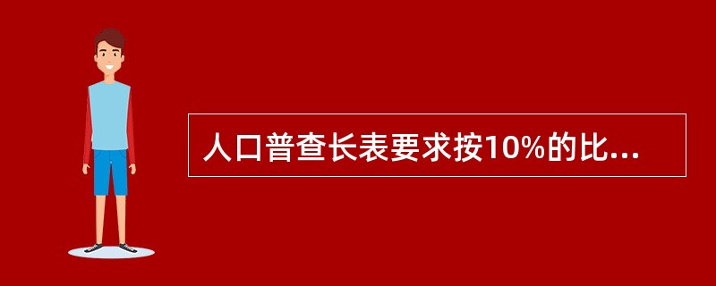 人口普查长表要求按10%的比例抽选调查户后，逐户逐人调查填写。（　　）