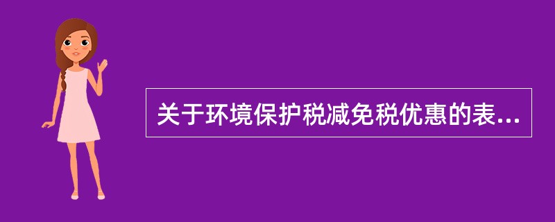 关于环境保护税减免税优惠的表述，正确的有（　）。