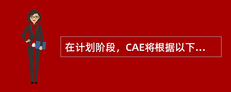 在计划阶段，CAE将根据以下因素评估四项审计项目：审计项目帮助组织降低风险的能力、审计业务节省组织资金的能力以及自上次审计以来该领域的变化程度。CAE为每个因素从低到高分配分数，并计算一个整体排名。结