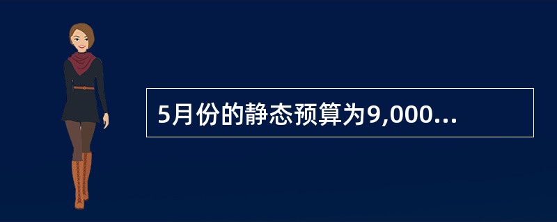 5月份的静态预算为9,000单位，其中直接材料为每单位＄15。直接人工预算为每单位45分钟，总计＄81,000。当月实际产量为8,500单位，其中直接材料成本为＄127,500，直接人工成本为＄77,