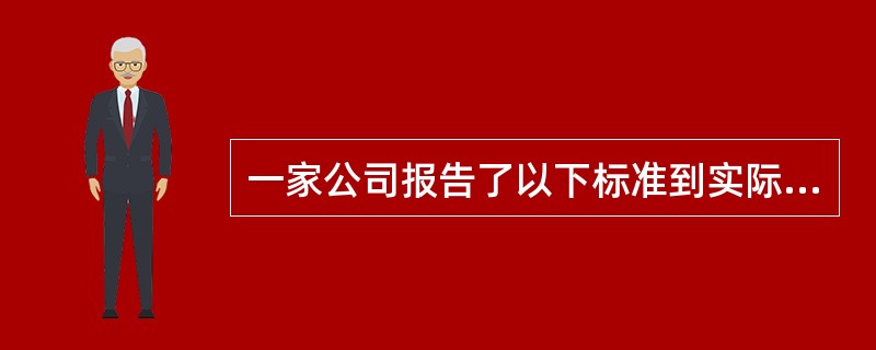 一家公司报告了以下标准到实际的成本信息：<br />实际成本总差异<br />直接材料＄19,250＄900有利<br />直接人工＄17,600＄800不利<