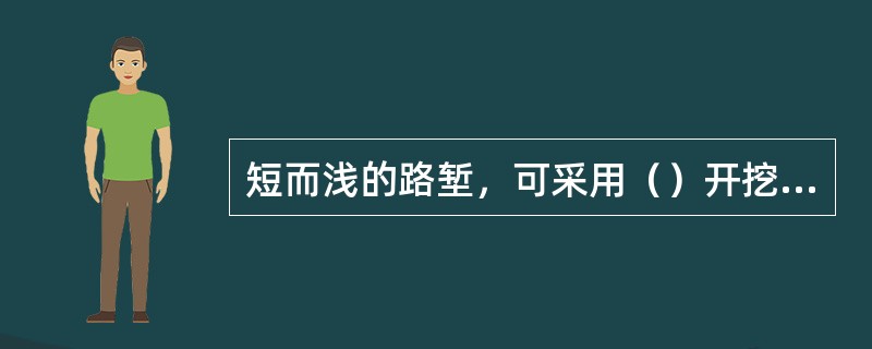 短而浅的路堑，可采用（）开挖法。