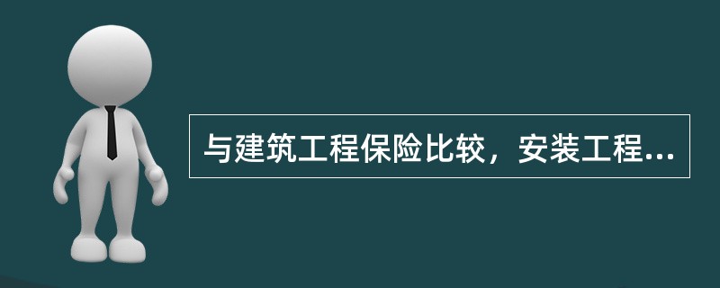 与建筑工程保险比较，安装工程保险的特点有（）。