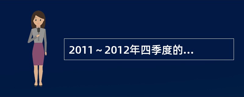 2011～2012年四季度的航空旅客运输量如下表所示，则1季度的季节指数为（　　）。<br /><img border="0" style="width