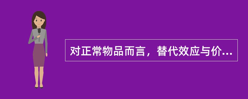 对正常物品而言，替代效应与价格成（　）变动，收入效应与价格成（　）变动。