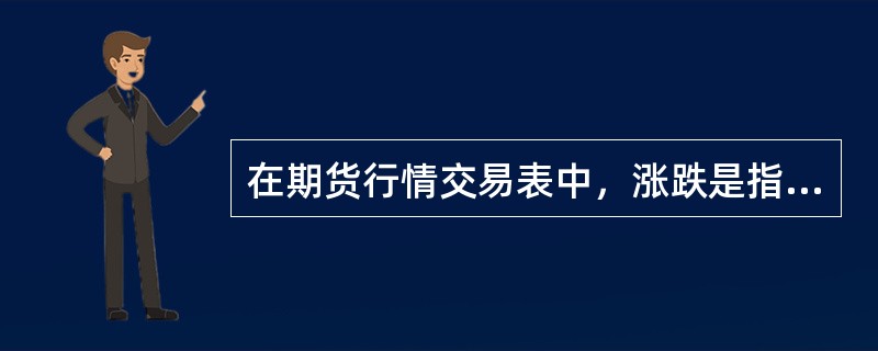 在期货行情交易表中，涨跌是指某日某一期货合约交易期间的最新价与上一交易日的收盘价之差。（ ）