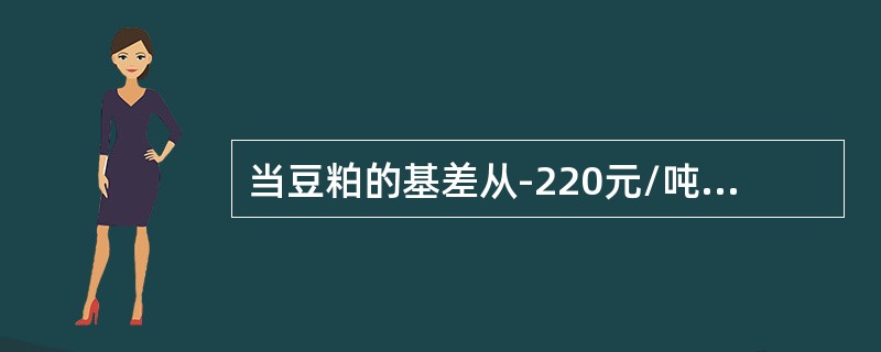 当豆粕的基差从-220元/吨变为-300元/吨，由于绝对值变大，因此属于基差走强。（　　）[2014年11月真题]