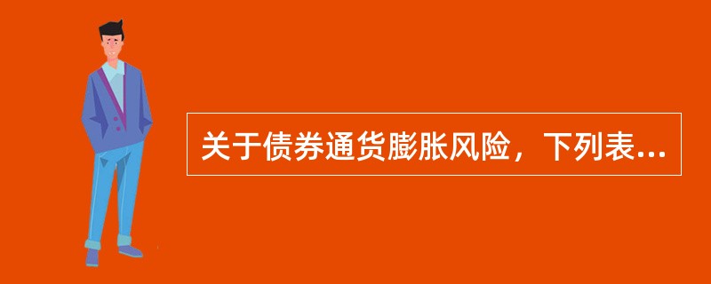 关于债券通货膨胀风险，下列表述错误的是（　）。