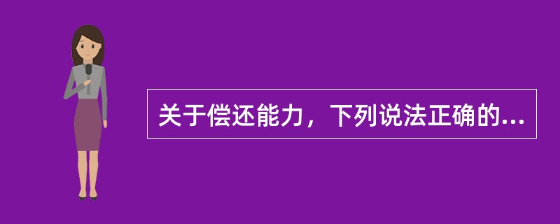 关于偿还能力，下列说法正确的有（　　）。[2016年6月真题]