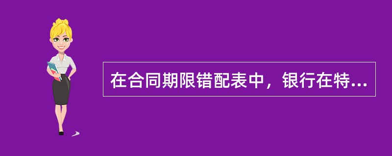 在合同期限错配表中，银行在特定时间内期限错配金额是指()。