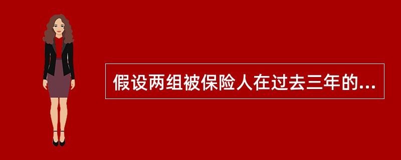 假设两组被保险人在过去三年的经验数据如下表所示：<br /><img border="0" src="https://img.zhaotiba.com/