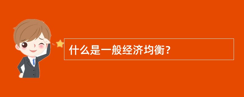什么是一般经济均衡？