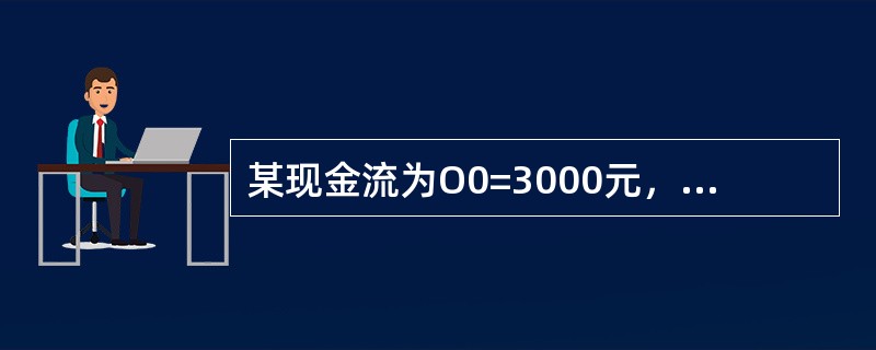 某现金流为O0=3000元，O1=1000元，I1=2000元，I2=4000元。则该现金流的收益率为（　　）。