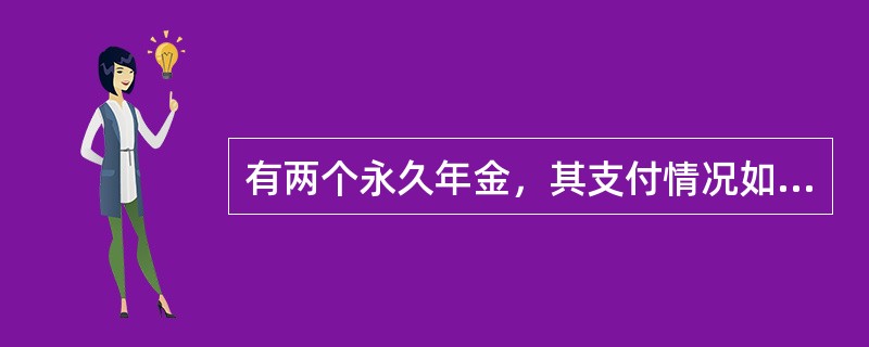 有两个永久年金，其支付情况如下：甲年金第一个2年每年末支付1，第二个2年每年末支付2，第三个2年每年末支付3，依次类推；乙年金第一个3年每年末支付k，第二个3年每年末支付2k，第三个3年每年末支付3k