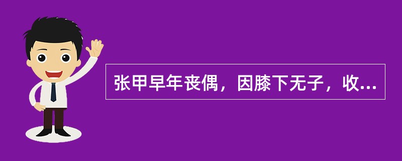 张甲早年丧偶，因膝下无子，收养张乙为子。后张甲与王某再婚，王某与张甲结婚前已育有两个孩子：长子大武已成年，独立生活，在王某、张甲婚后很少与她们来往；小女儿小红10岁，随同王某、张甲共同生活。再婚10年