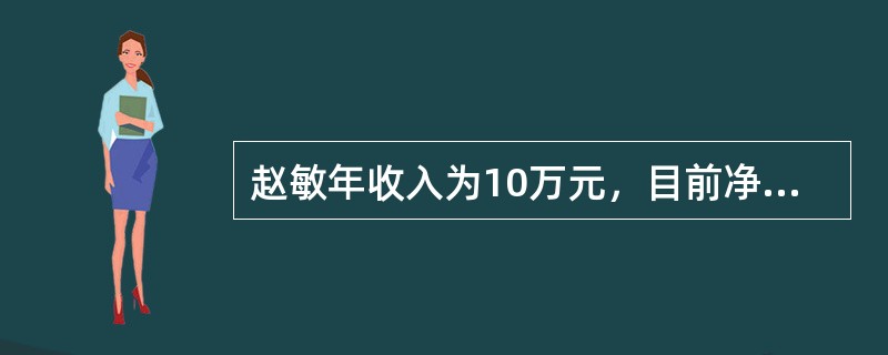 赵敏年收入为10万元，目前净资产15万元，40%为储蓄自备款与负担房贷的上限，打算5年后购房，投资报酬率10%，贷款年限20年，利率以6%计，届时年收入以目前收入复利3%计算，可以负担购房后贷款的届时