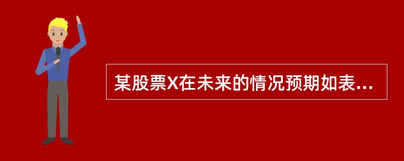 某股票X在未来的情况预期如表4-17所示。<br />表4-17　股票X的收益情况<img border="0" style="width: 554px