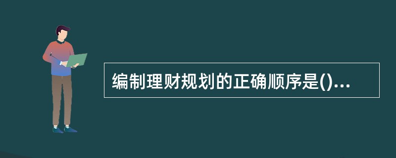 编制理财规划的正确顺序是()。①建立个人家庭财务规划的目标②确定个人家庭财务规划的发展计划③搜集个人家庭财务规划的相关信息④个人财务规划计划的修订