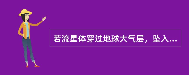 若流星体穿过地球大气层，坠入陆地表面的可能性约是（）。