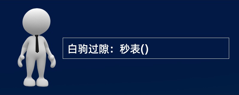 白驹过隙：秒表()