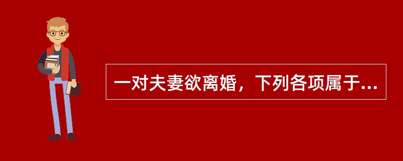 一对夫妻欲离婚，下列各项属于他们夫妻共同财产的是()