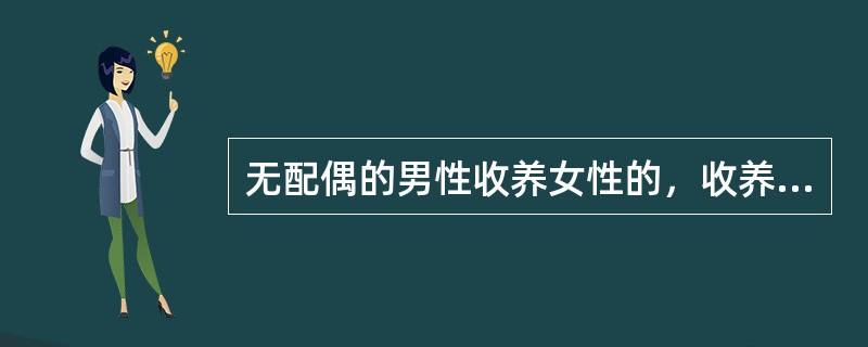 无配偶的男性收养女性的，收养人与被收养人之间的年龄应当相差()。