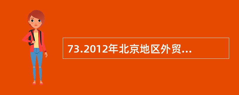 73.2012年北京地区外贸进出口规模达到4079亿美元，比2011年增长4.7%。其中，出口596亿美元，同比增长1%；进口3483亿美元，同比增长5.3%。2012年北京地区文化产品进出口6亿美元