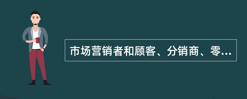 市场营销者和顾客、分销商、零售商和供应商建立长期的关系，是靠长时间地后对者承诺和提供()来实现。