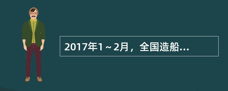 2017年1～2月，全国造船完工936万载重吨，同比增长123%；承接新船订单221万载重吨，同比增长133%。2月末，手持船舶订单9207万载重吨，同比下降22.6%，比2016年末下降7.6%。&