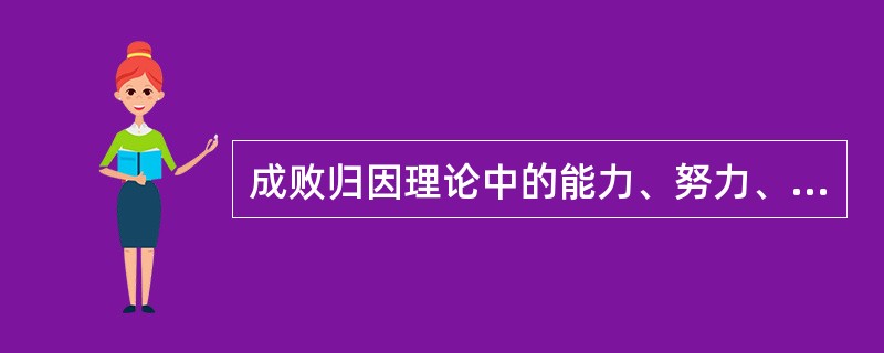 成败归因理论中的能力、努力、难度和运气四大因素都是个人可以控制的不稳定因素。（　　）