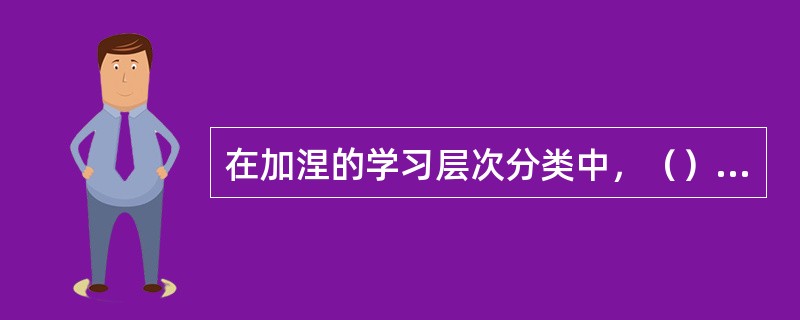 在加涅的学习层次分类中，（）属于巴甫洛夫的经典条件反射。