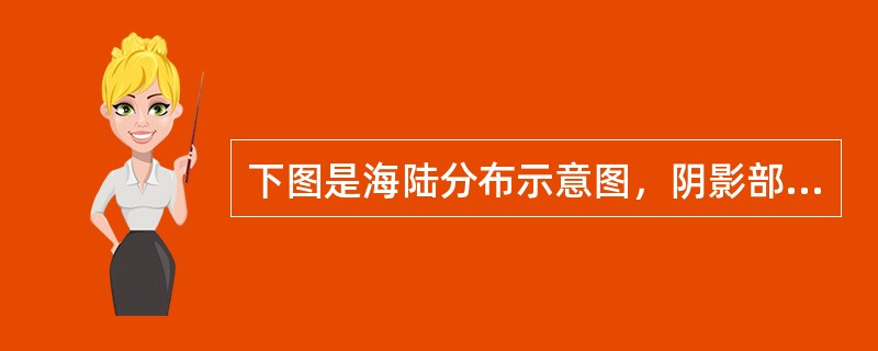 下图是海陆分布示意图，阴影部分为陆地，回答小题。<br /><img border="0" style="width: 220px; height: 1