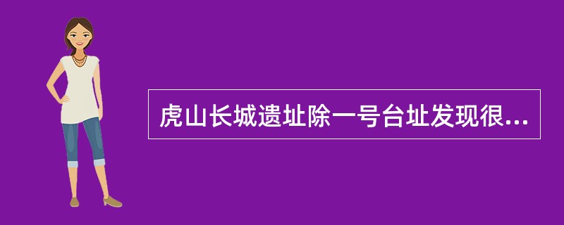 虎山长城遗址除一号台址发现很少的残砖之外，其他地方均没有发现城砖。虎山村及附近村庄也没有从长城上拆下城砖用于民房建筑的情况。由此可以推测，虎山长城用砖是极少的。<br />上述推测还需要隐