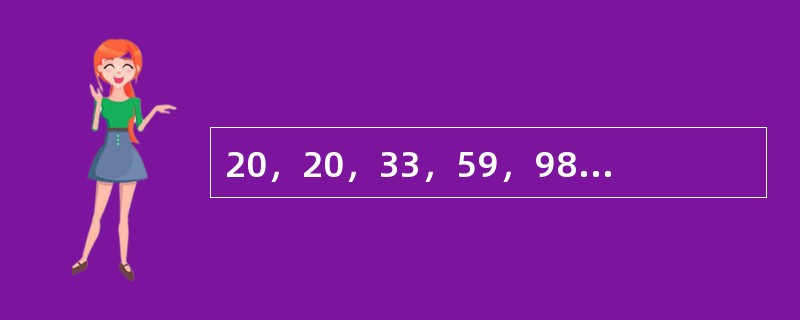 20，20，33，59，98，（　　）。