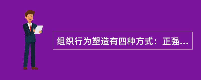 组织行为塑造有四种方式：正强化指应用有价值的结果增加产生结果的这种行为重复出现的可能性；负强化指取消或避免不希望的结果；惩罚指处理厌恶的结果；自然消退指撤回或不给予强化的结果。<br />