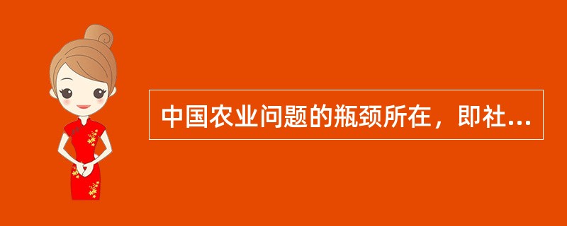 中国农业问题的瓶颈所在，即社会已整体地工业化、商业化了，而农业结构依然维持着传统的小农状态，人均占有资源量极其稀缺。秉承传统的轻徭薄赋理念，乃至彻底取消农业税，并实施对农业直接或间接的各项补贴，都只能