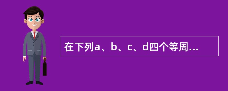 在下列a、b、c、d四个等周长的规则几何图形中，面积最大和最小的分别是（　　）。<br /><img border="0" style="width: